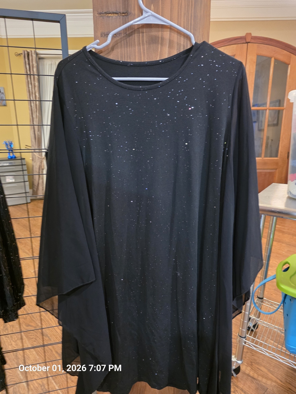 Black Sparkle Long Sleeve Women's Dress